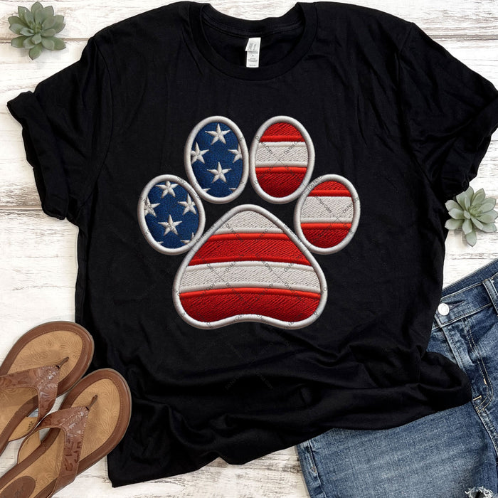 Patriotic Pet Paw Faux Embroidery DTF Transfer
