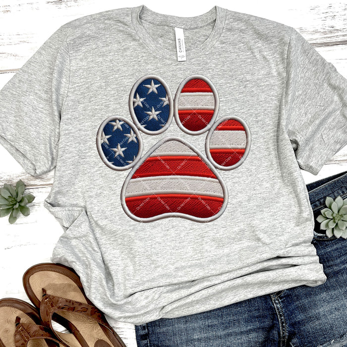 Patriotic Pet Paw Faux Embroidery DTF Transfer