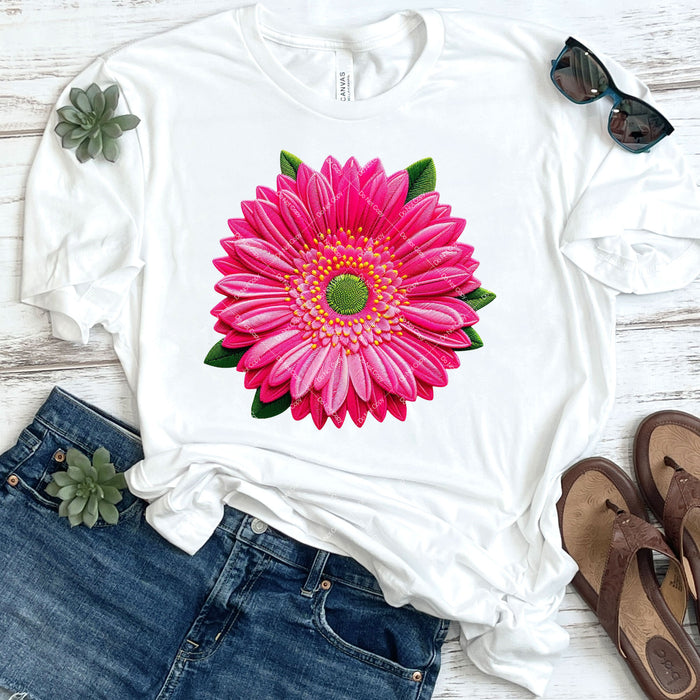 Beautiful Floral Faux Embroidery DTF Transfer
