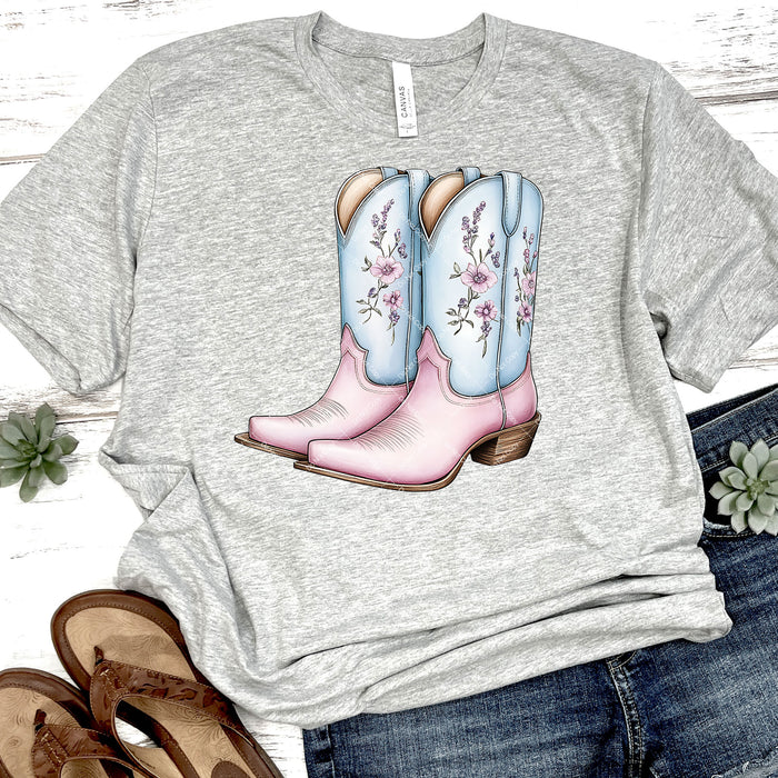 Pretty Floral Cowboy Boots DTF Transfer
