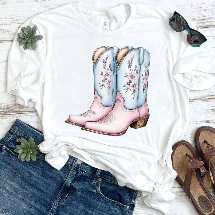 Pretty Floral Cowboy Boots DTF Transfer