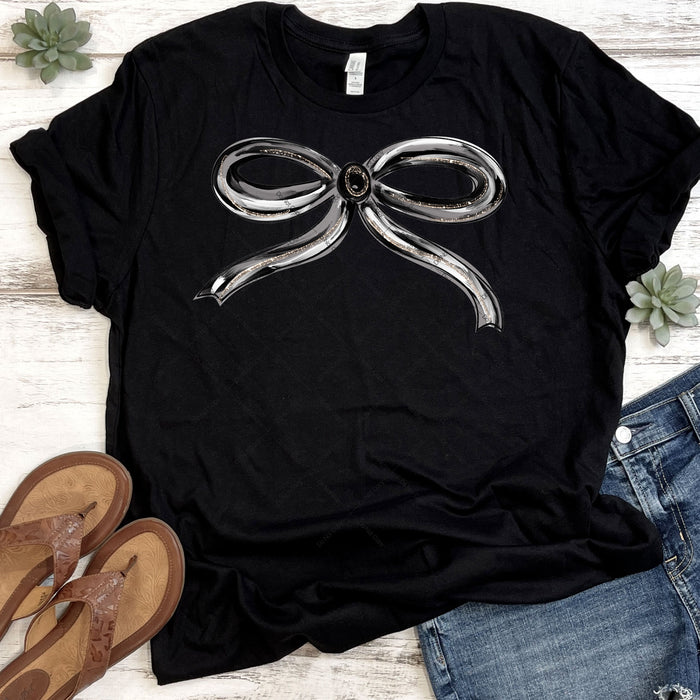 Black & Grey Coquette Ribbon DTF Transfer