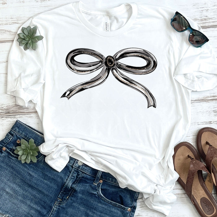 Black & Grey Coquette Ribbon DTF Transfer