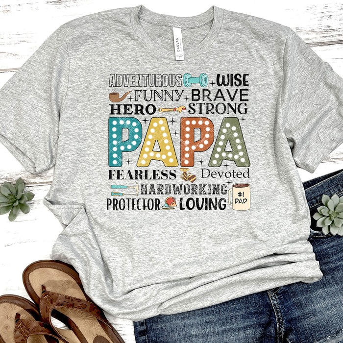 Adventurous Wise Funny Brave Papa DTF Transfer