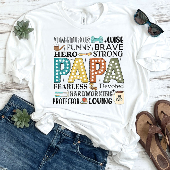 Adventurous Wise Funny Brave Papa DTF Transfer