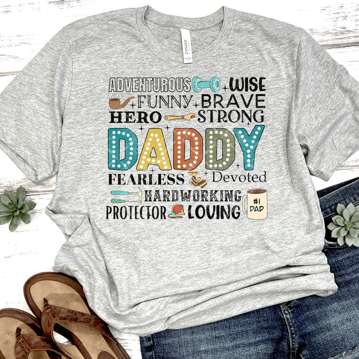 Adventurous Wise Funny Brave Daddy DTF Transfer
