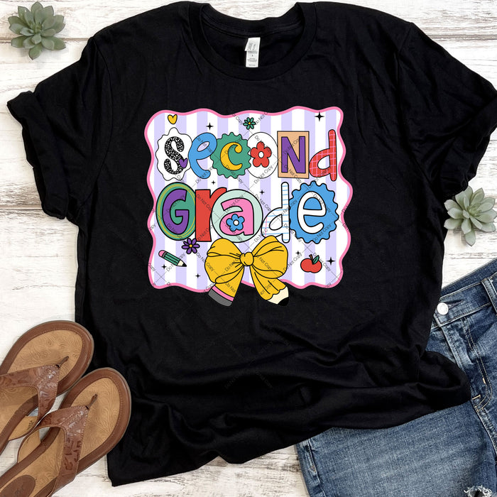 Second Grade Coquette Pencil Bow DTF Transfer