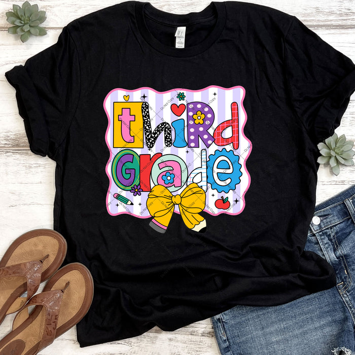 Third Grade Coquette Pencil Bow DTF Transfer