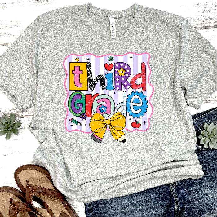 Third Grade Coquette Pencil Bow DTF Transfer