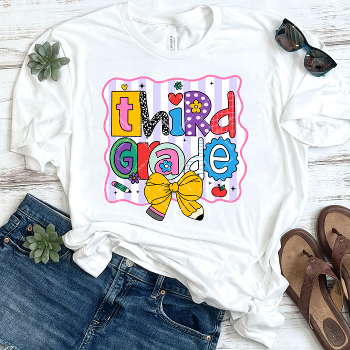 Third Grade Coquette Pencil Bow DTF Transfer