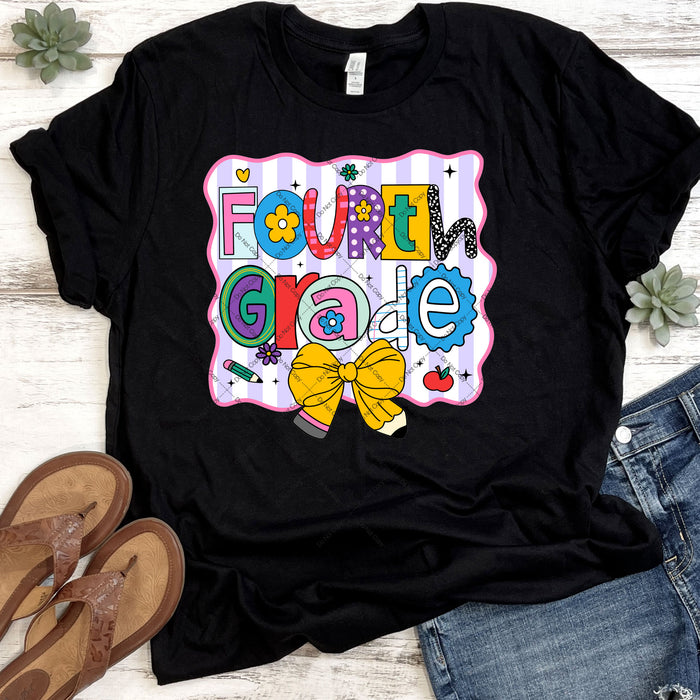 Fourth Grade Coquette Pencil Bow DTF Transfer