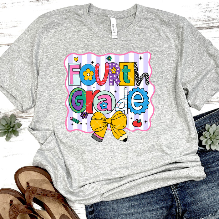 Fourth Grade Coquette Pencil Bow DTF Transfer