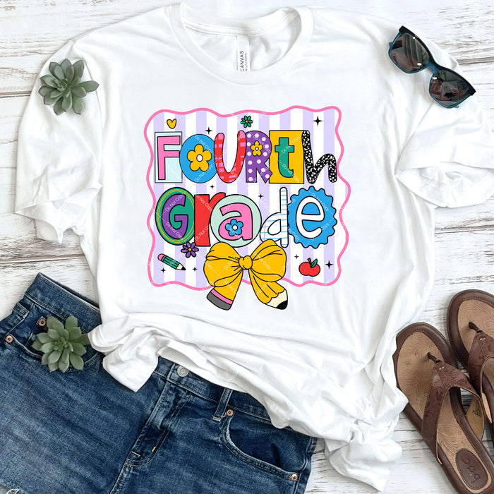 Fourth Grade Coquette Pencil Bow DTF Transfer