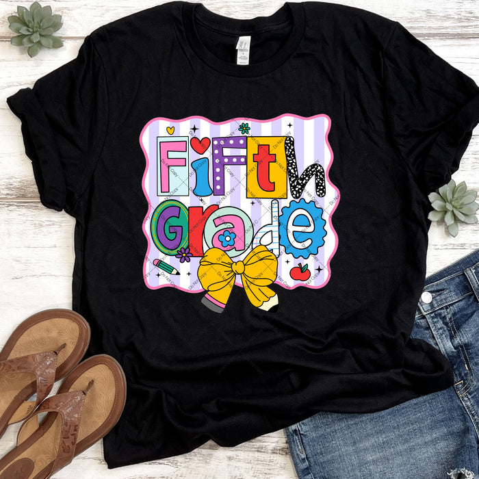Fifth Grade Coquette Pencil Bow DTF Transfer