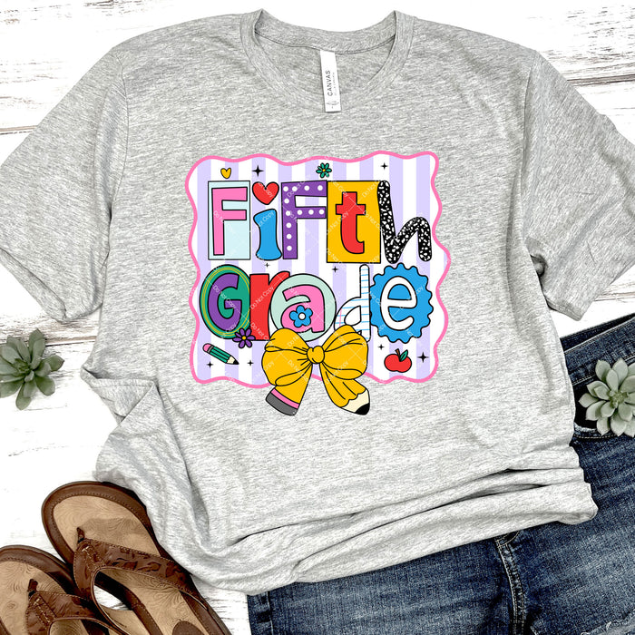 Fifth Grade Coquette Pencil Bow DTF Transfer