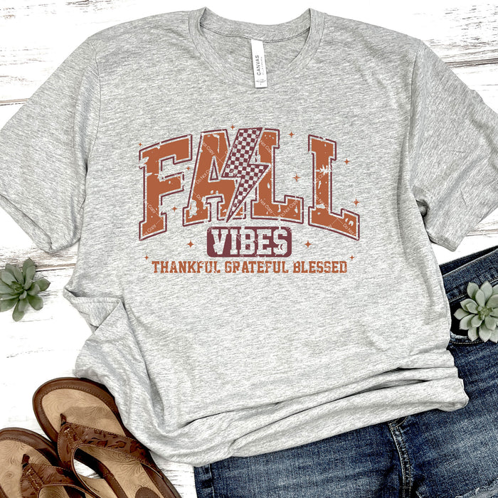 Fall Vibes Thankful Grateful Blessed DTF Transfer