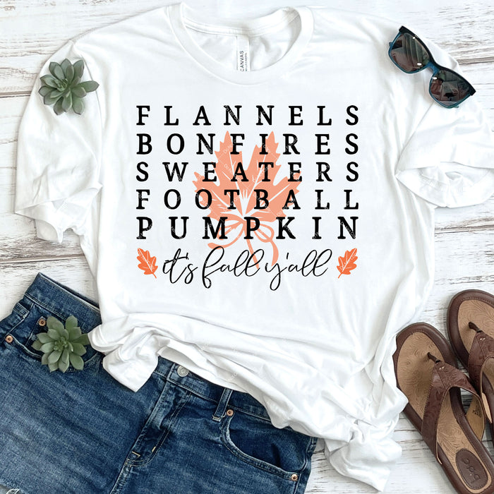 Flannels & Bonfires It's Fall Y'all DTF Transfer