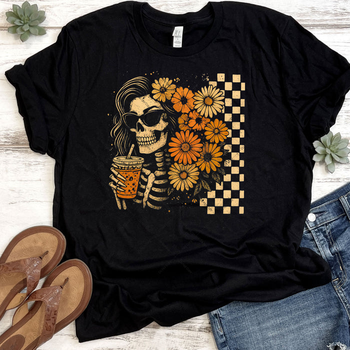 Floral Lady Skeleton DTF Transfer