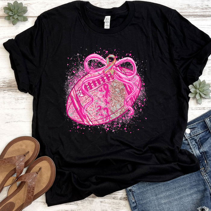 Coquette Pink Glitter Football DTF Transfer