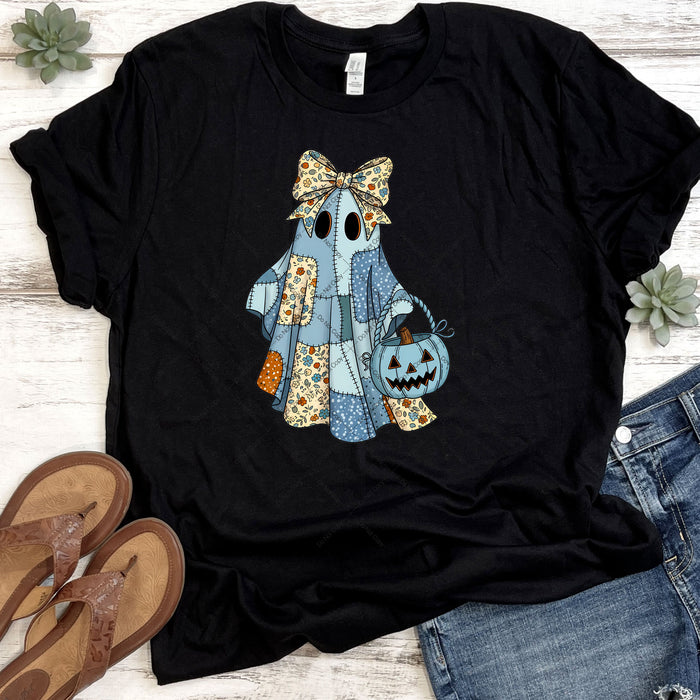 Pretty Blue Patchwork Ghost DTF Transfer