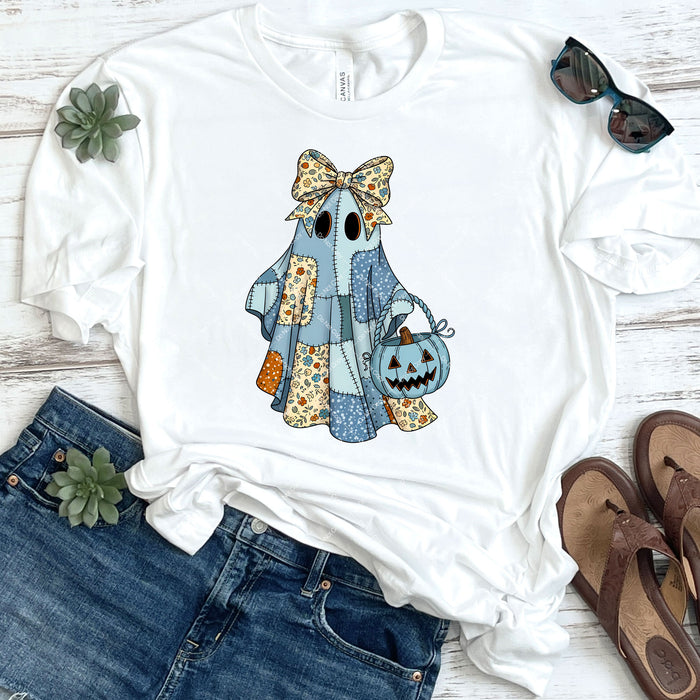 Pretty Blue Patchwork Ghost DTF Transfer