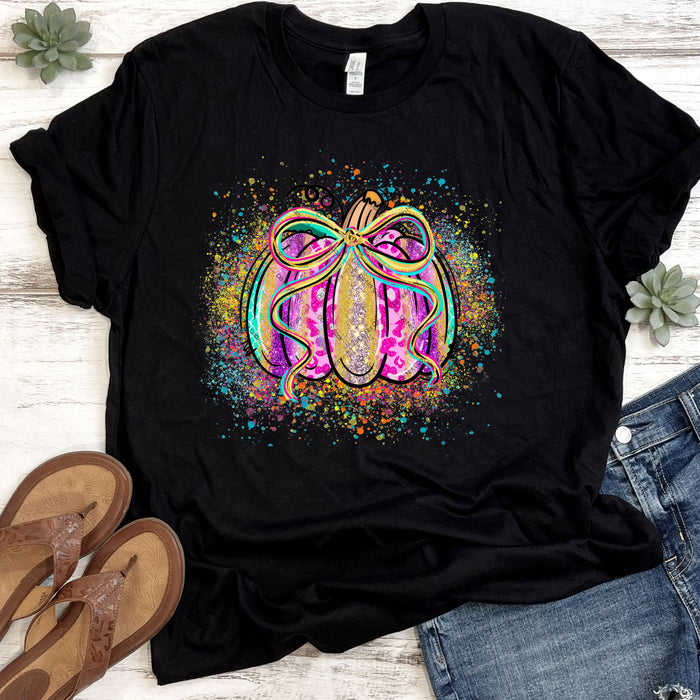 Colorful Glittery Pumpkin DTF Transfer
