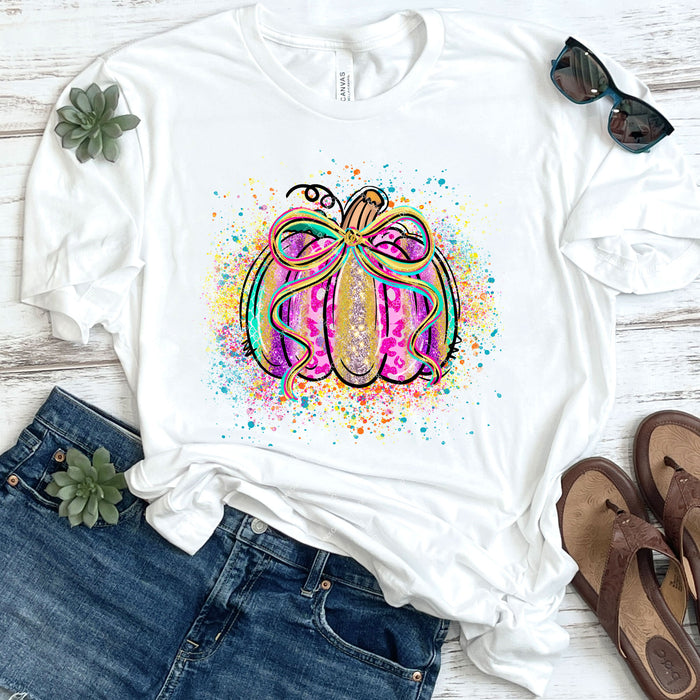 Colorful Glittery Pumpkin DTF Transfer