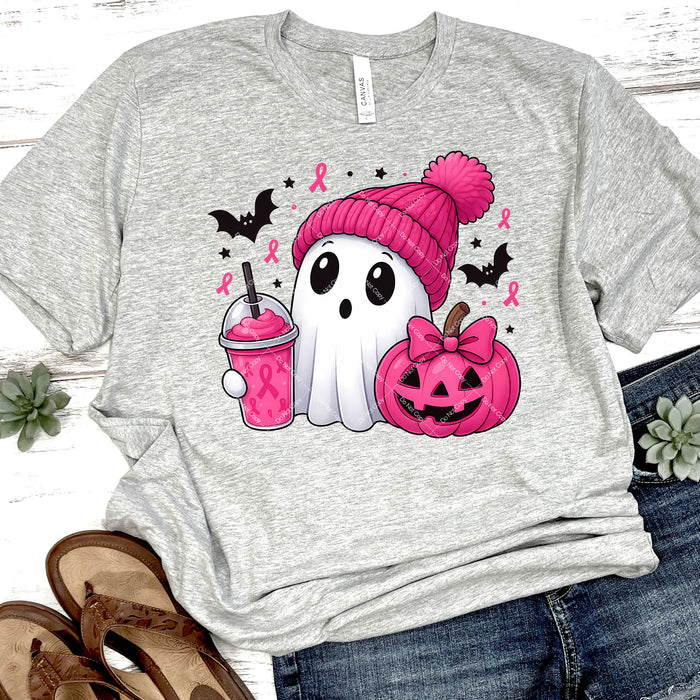 Cute Pink Ribbon Ghost DTF Transfer
