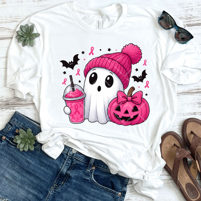 Cute Pink Ribbon Ghost DTF Transfer