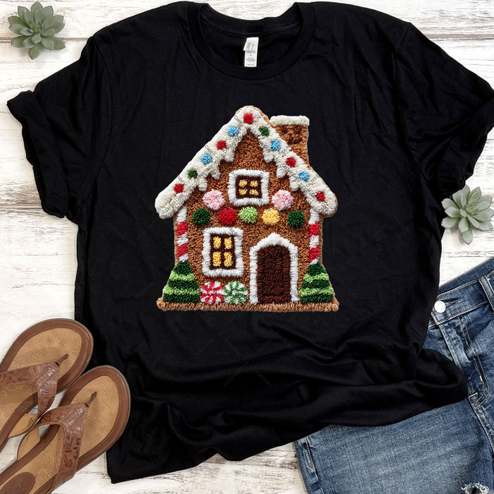 Faux Yarn Gingerbread House DTF Transfer