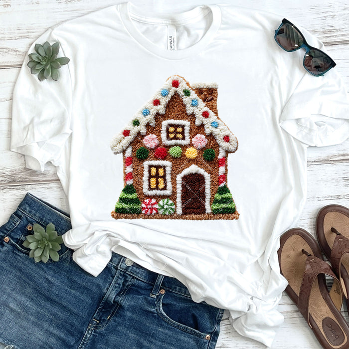 Faux Yarn Gingerbread House DTF Transfer