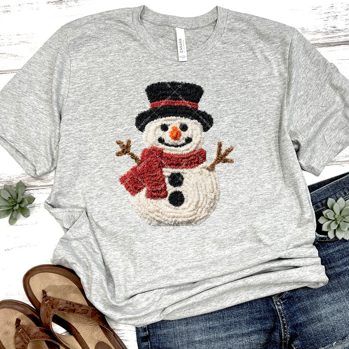 Faux Yarn Christmas Snowman DTF Transfer