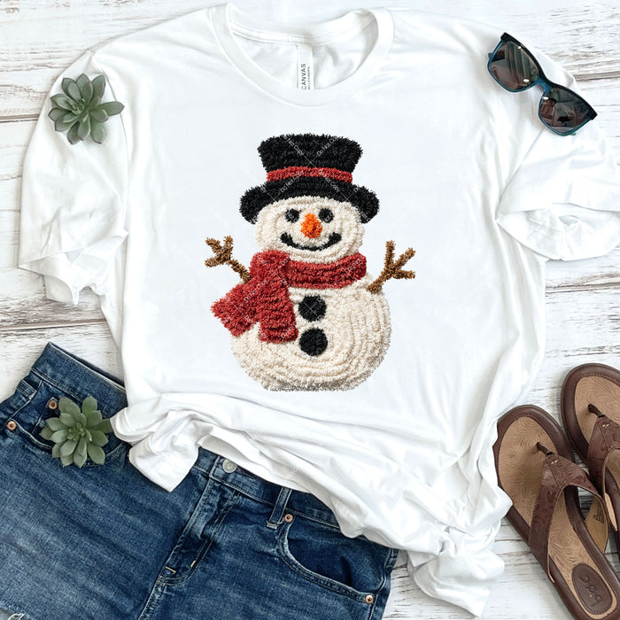 Faux Yarn Christmas Snowman DTF Transfer