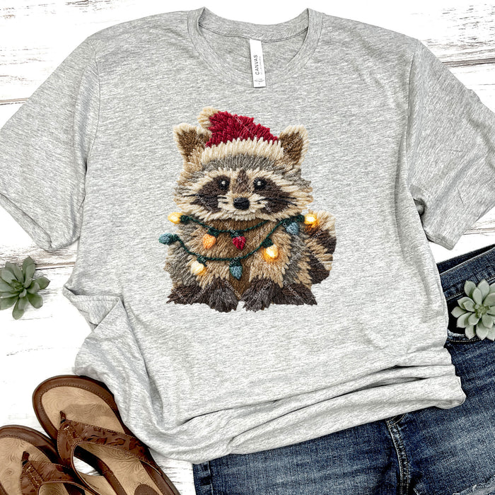 Faux Yarn Christmas Raccoon DTF Transfer