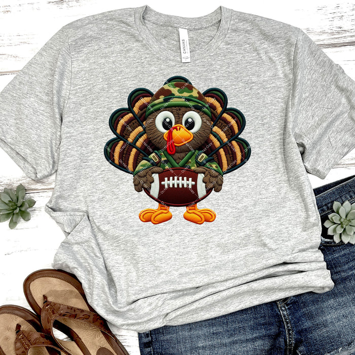 Camo Faux Knit Football Turkey DTF Transfer