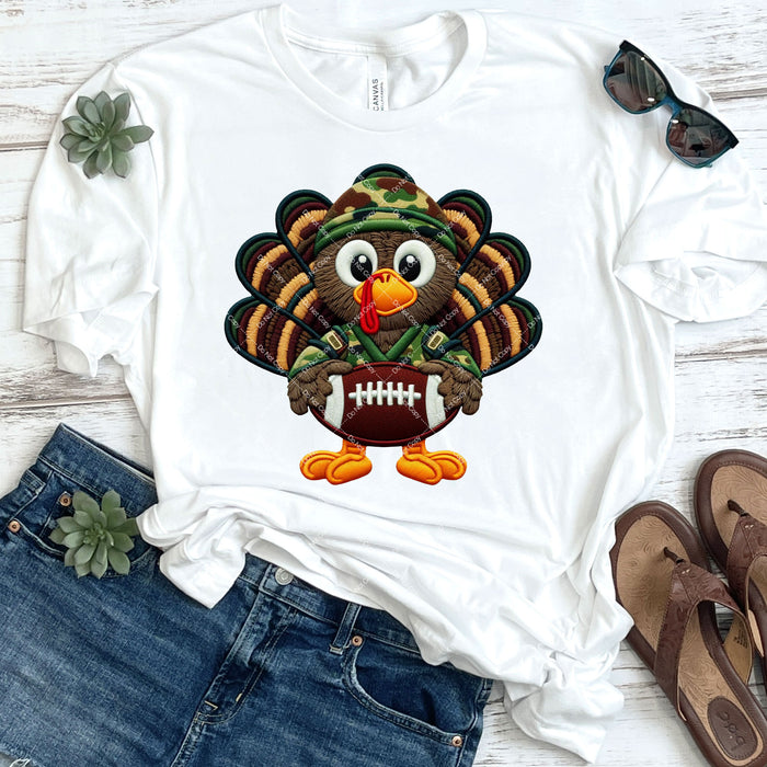 Camo Faux Knit Football Turkey DTF Transfer