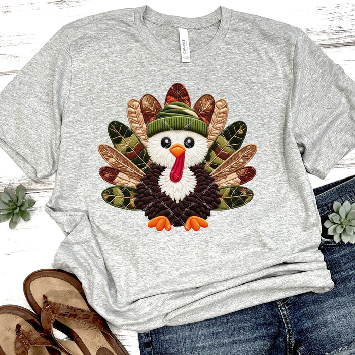 Faux Yarn Thanksgiving Turkey DTF Transfer