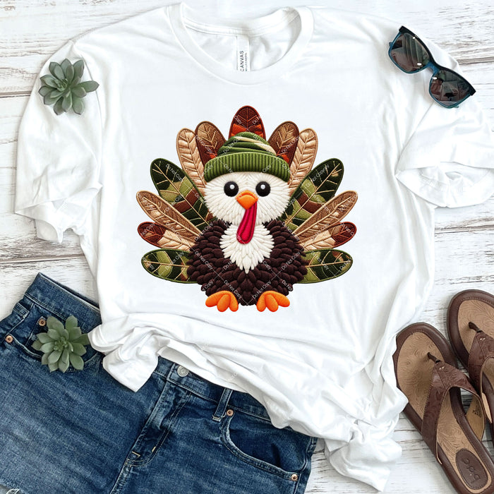 Faux Yarn Thanksgiving Turkey DTF Transfer