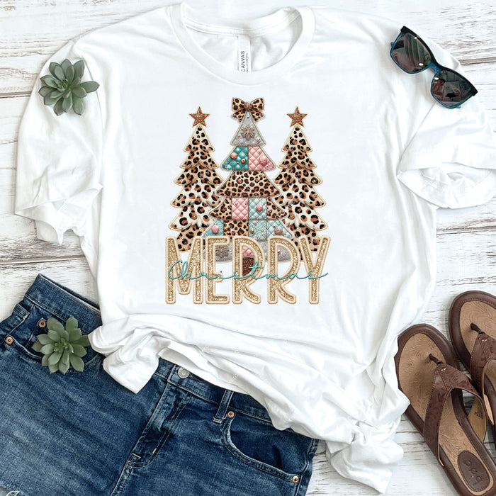 Dazzling Leopard Print Christmas Trees DTF Transfer