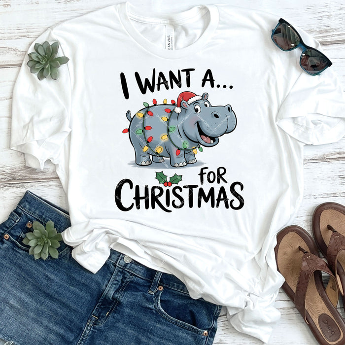 I Want A Hippopotamus For Christmas DTF Transfer