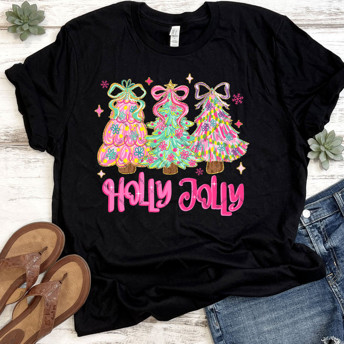 Holly Jolly Coquette Christmas Trees DTF Transfer