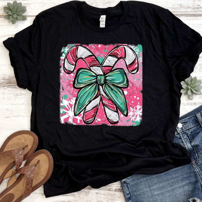 Coquette Christmas Candy Canes DTF Transfer