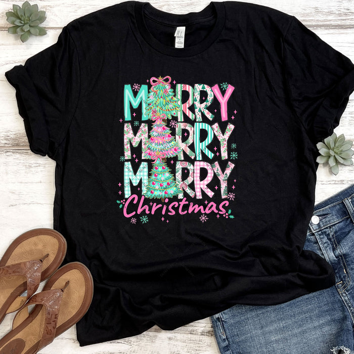 Bright Pastel Merry Christmas DTF Transfer