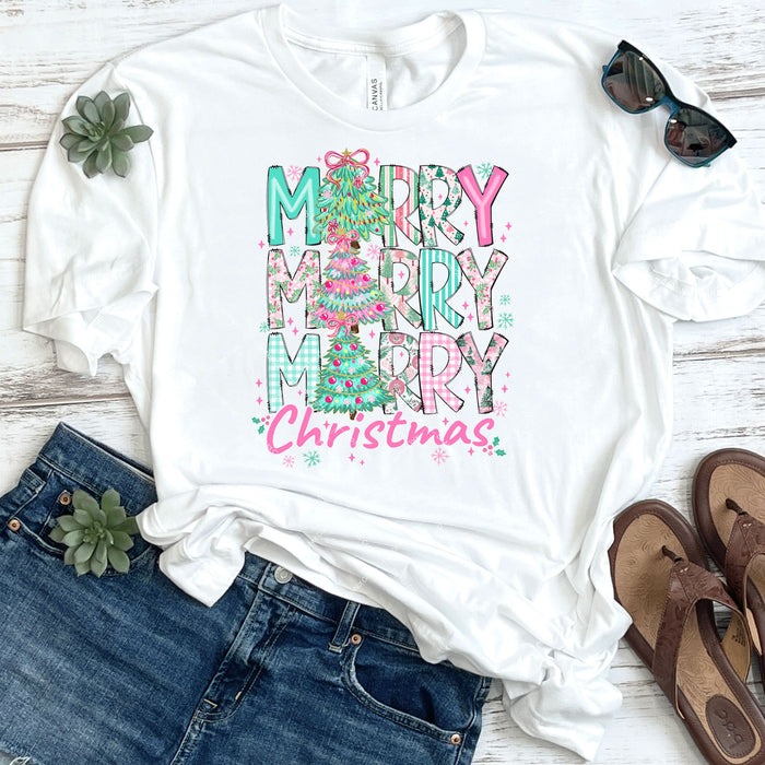 Bright Pastel Merry Christmas DTF Transfer