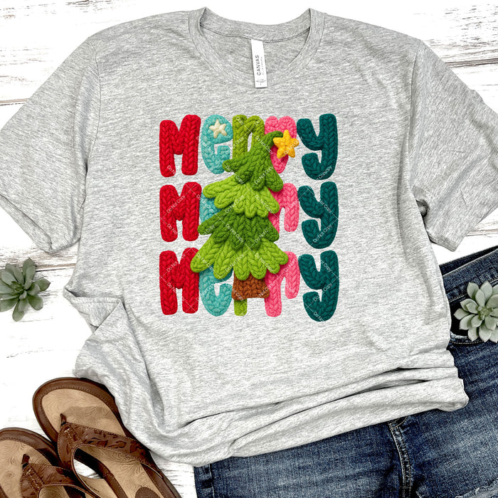 Faux Knit Merry DTF Transfer