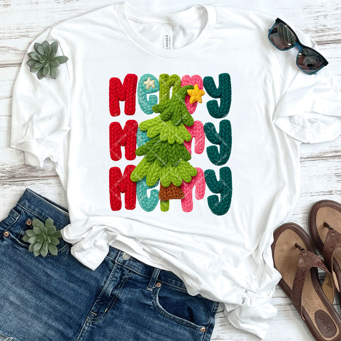 Faux Knit Merry DTF Transfer