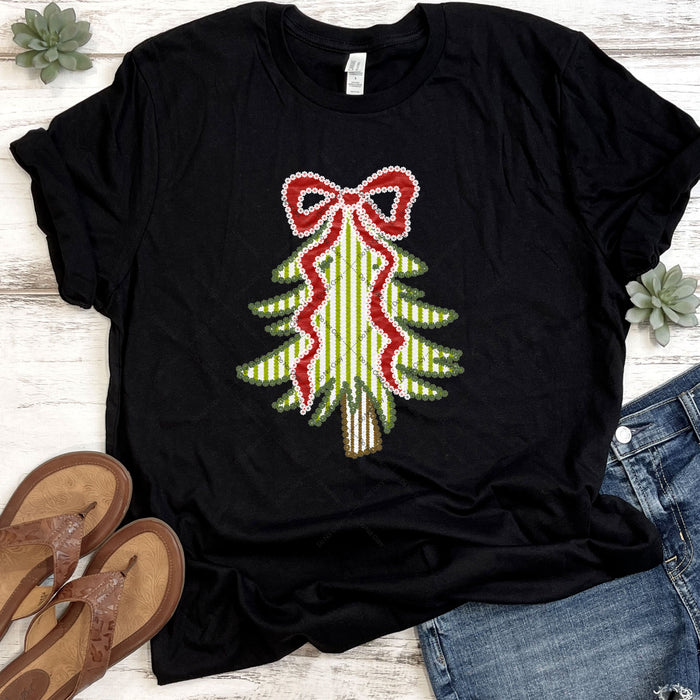 Coquette Faux Knit Christmas Tree DTF Transfer