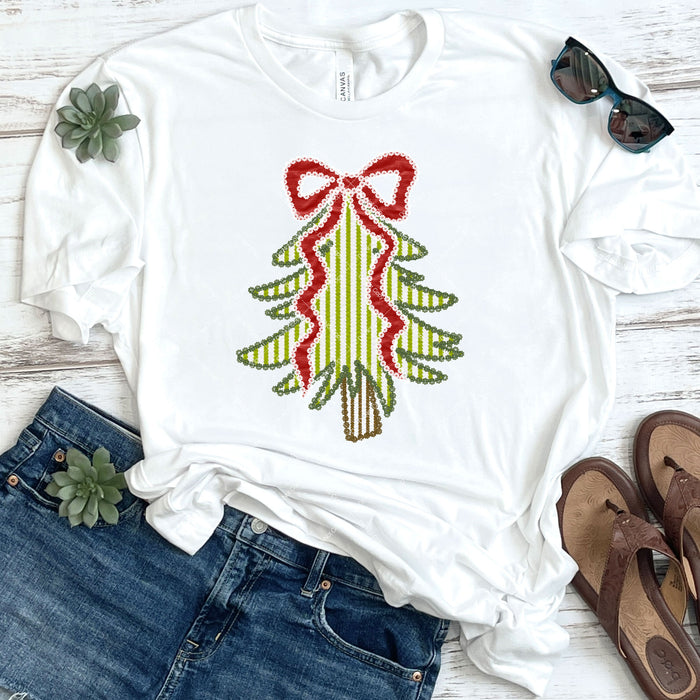 Coquette Faux Knit Christmas Tree DTF Transfer