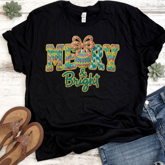 Faux Knit Merry & Bright DTF Transfer