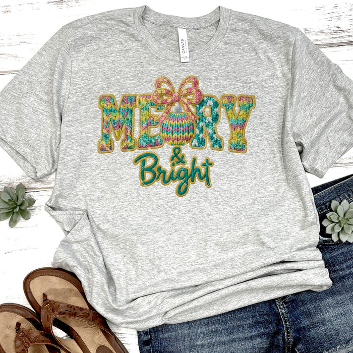 Faux Knit Merry & Bright DTF Transfer